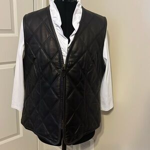 LAUREL Leather Vest Vintage Quilted